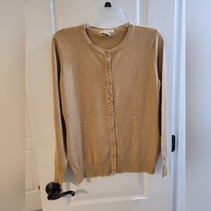 Melrose Chic Beige Medium Button Down Cardigan